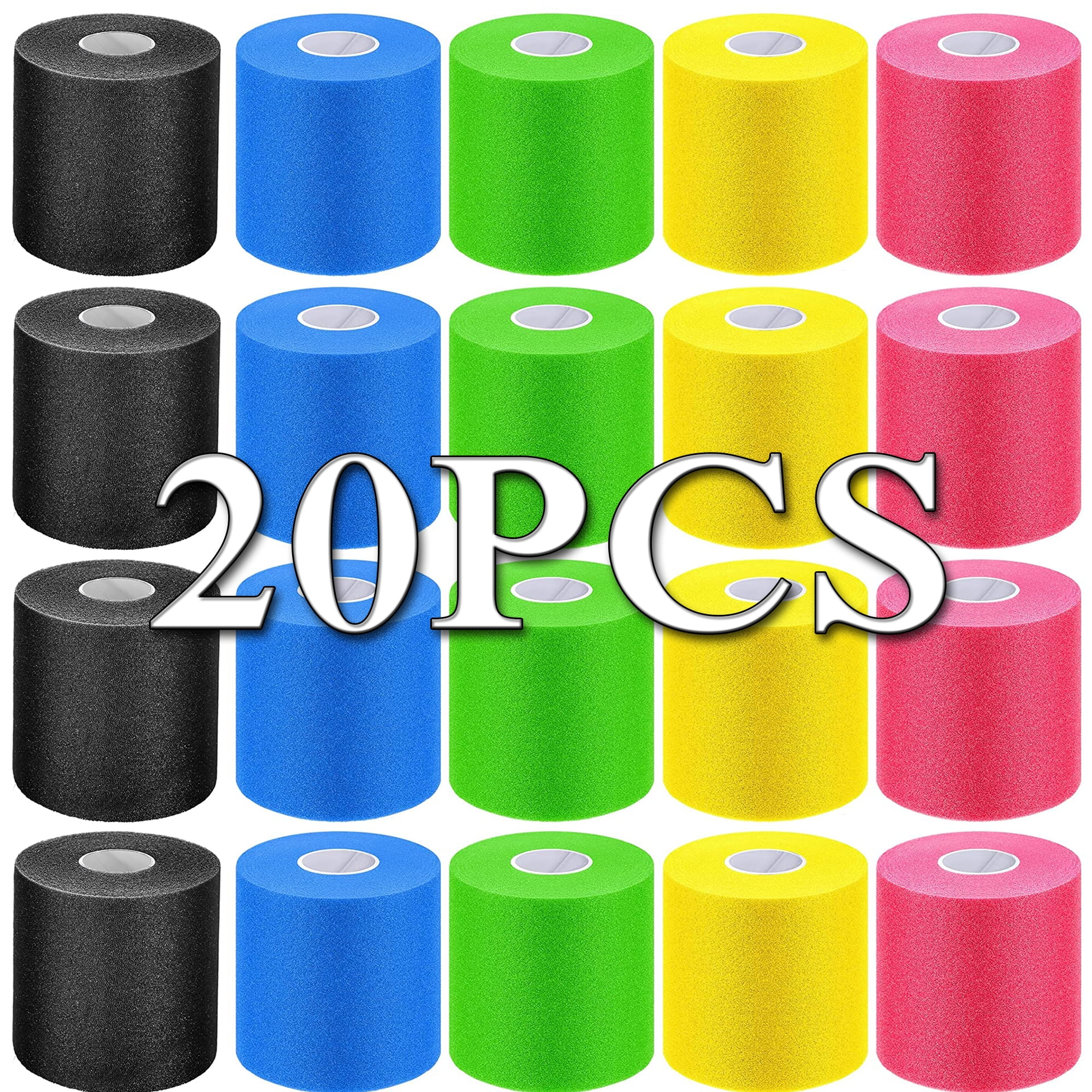 Elbourn 20 Pieces Athletic Pre Wrap Tape for Hair Foam Underwrap Tape