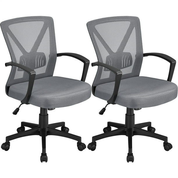 Yaheetech 2pcs Adjustable Mesh Office Chair Mid Back Swivel Chair Executive Desk Chair Computer
