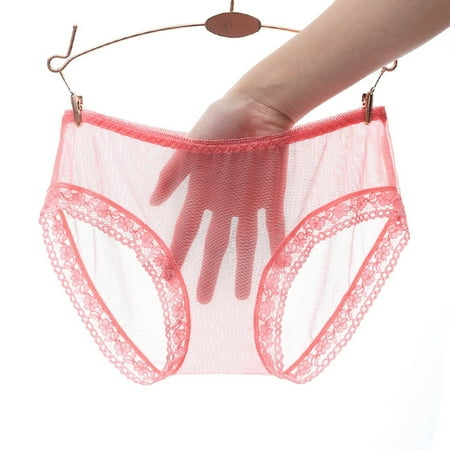 

dmqupv Sparkly Garter Belt Waist Women s Transparent Underwear Lace Solid Underwear Mesh Low Middle Hot Lingerie Pink X-Large