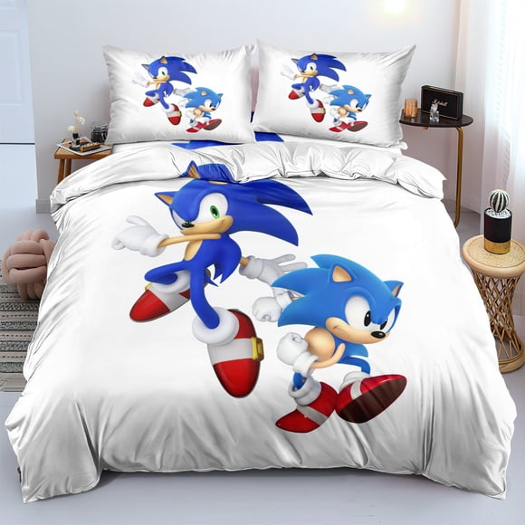 Sonic Bedding Set Of Three, 3D Printing, Microfiber, Duvet Cover, Suitable For Boys And Girls-HAPDEN