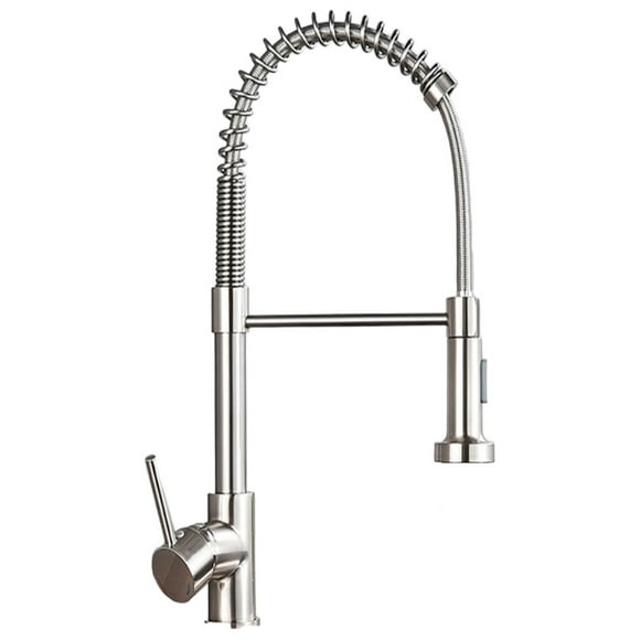 Llave Mezcladora y Grifo De Cocina Triple Con Doble Función Haussy Acabado Níquel Esmerilado
