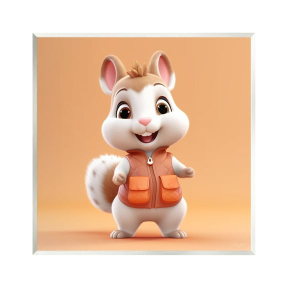 Stupell Industries Orange Chipmunk Cartoon Animals & Insects Painting Unframed Art Print Wall Art, 12 x 12