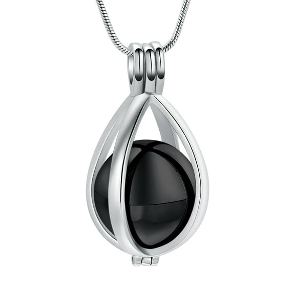 Teardrop with Sphere Mini Urn Cremation Jewelry for Ashes Holder Necklace Memorial Jewelry Pendent for Ashes and Chain