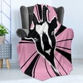 thumbnail image 4 of Goat Soft Flannel Fleece Blanket, Graphic Monochrome Goat Head Artwork on Radiating Lines Starburst Pattern, Cozy Plush for Indoor and Outdoor Use, 50" x 60", Black White Baby Pink, by Ambesonne, 4 of 5