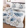 thumbnail image 3 of Quilts Twin-XL Size Bedding Set, Blue Grey Floral Lightweight Quilted Comforter, Watercolor Flowers Farmhouse Soft Reversible Bedspread Coverlet with Pillow Covers for All Season, 68" x 98", 3 of 7