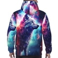 thumbnail image 7 of Kdxio Starry Multicolored Wolf Print Mens Casual Hooded Collar Drawstring Hoodies Pullover Sweatshirts Casual Long Sleeve Shirts-Medium, 7 of 7