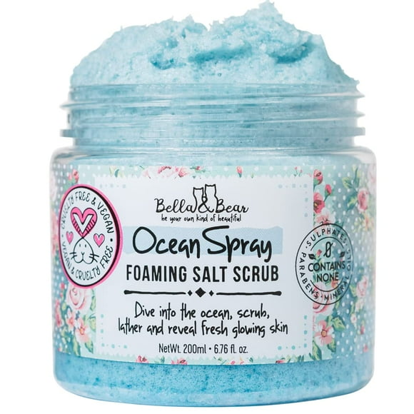 Bella & Bear Ocean Spray Scrub Sin sulfatos Parabenos Sin productos químicos nocivos Sin crueldad Exfoliante vegano 6.7 oz