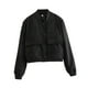 thumbnail image 5 of Chaqueta de Mujer Chaqueta Femenina Clásica con Bolsillos Botón a Presión Sólido Recortado Abrigo Informal Ropa de Mujer para Vacaciones Viajes Compra Negro Salvador chaqueta de primavera para mujer, 5 of 8
