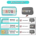 thumbnail image 4 of Chenille Letter Clear DRUGS Makeup Bag, Meds Travel Bag Small Preppy Makeup Pouch with Zipper, Transparent PVC & Nylon Waterproof Portable Glitter Cosmetic Toiletry Storage for Women Girl(Green), 4 of 10