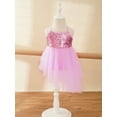 thumbnail image 2 of Yhong Kids Girls Sleeveless Shiny Sequins Ballet Dance Dress Tulle Skirt Leotard Latin Jazz Dance Pink XXL, 2 of 7