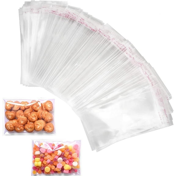 400Pcs Cellophane Bags Clear Plastic Self Adhesive Bags 3.5 x 5.5 inch, OPP Bag Small Clear Resealable Cello Bag for Cookies, Cellophane Bag Small for Bakery Candle Soap Prints Card (9 * 17CM)