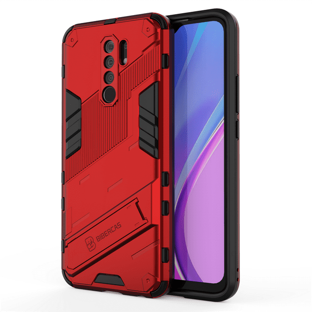 For Xiaomi Redmi 9 9A 9C Case With Kickstand Armor Phone Case For Redmi 9 Prime 9 Power Shockproof Magnetic Holder Back Cover Cola red For Redmi 9