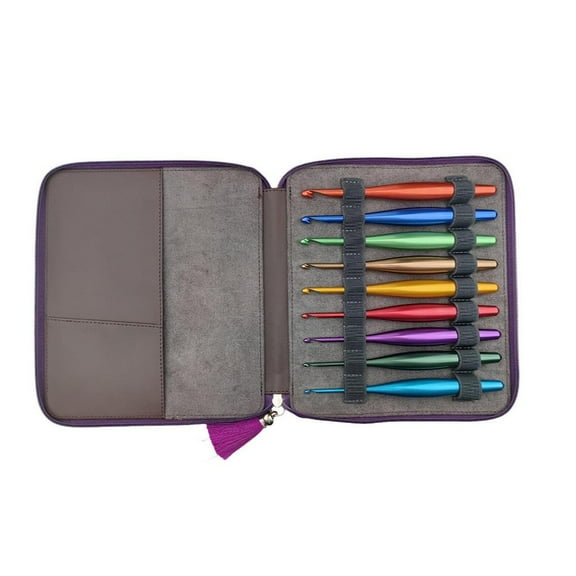 Necvior 9 Pcs Crochet Hook Set Ergonomical Crochet Needle Colourful Knitting Needle