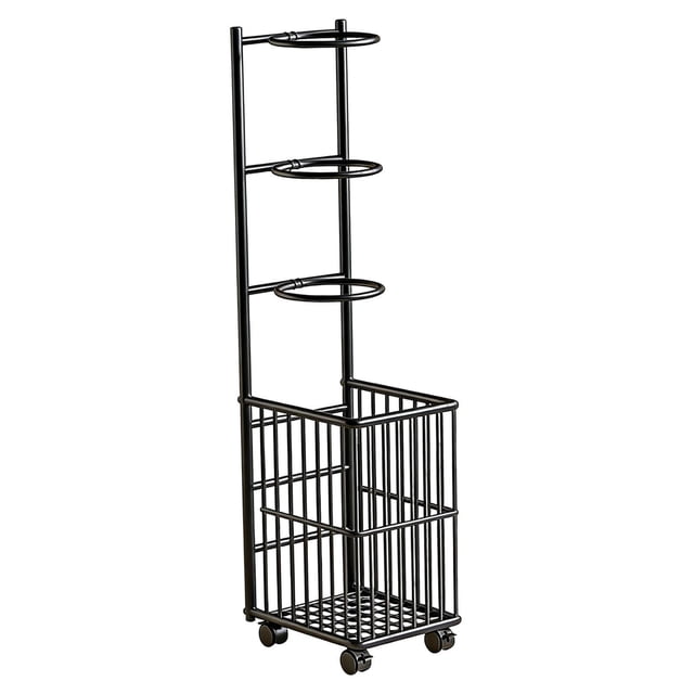 AWHAO Organisateur d'Équipement de Sport Roulant Accessoires avec Roues Support de Rangement pour Balles Noir