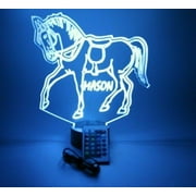 Horse Lover Colt Pony With Saddle Farm Animal Farming Name Night Light Up Lamp Shape LED Personalized Custom Made Desk Table Lamp, Our Newest Feature - It's Wow, with Remote 16 Colors, Great Gift