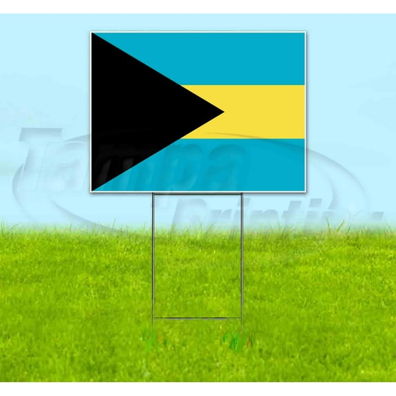 Bahamas Flag (18" x 24") Yard Sign, Includes Metal Step Stake