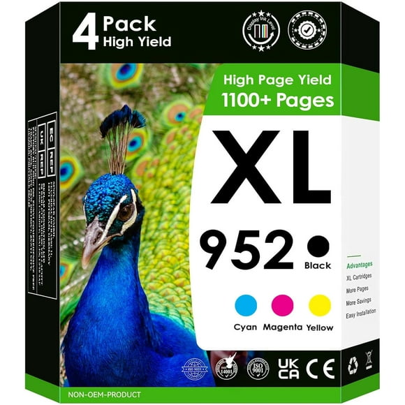 TRAHOO-Compatible Ink Cartridge Replacement for HP 952 XL Black & HP 952 XL Colors. Works with OfficeJet Pro 8710 8720 7720 7740 8210 8702 8715 8725 8730 8740 Printers.