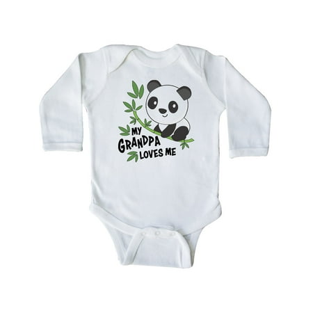 

Inktastic My Grandpa Loves Me- cute panda Gift Baby Boy or Baby Girl Long Sleeve Bodysuit