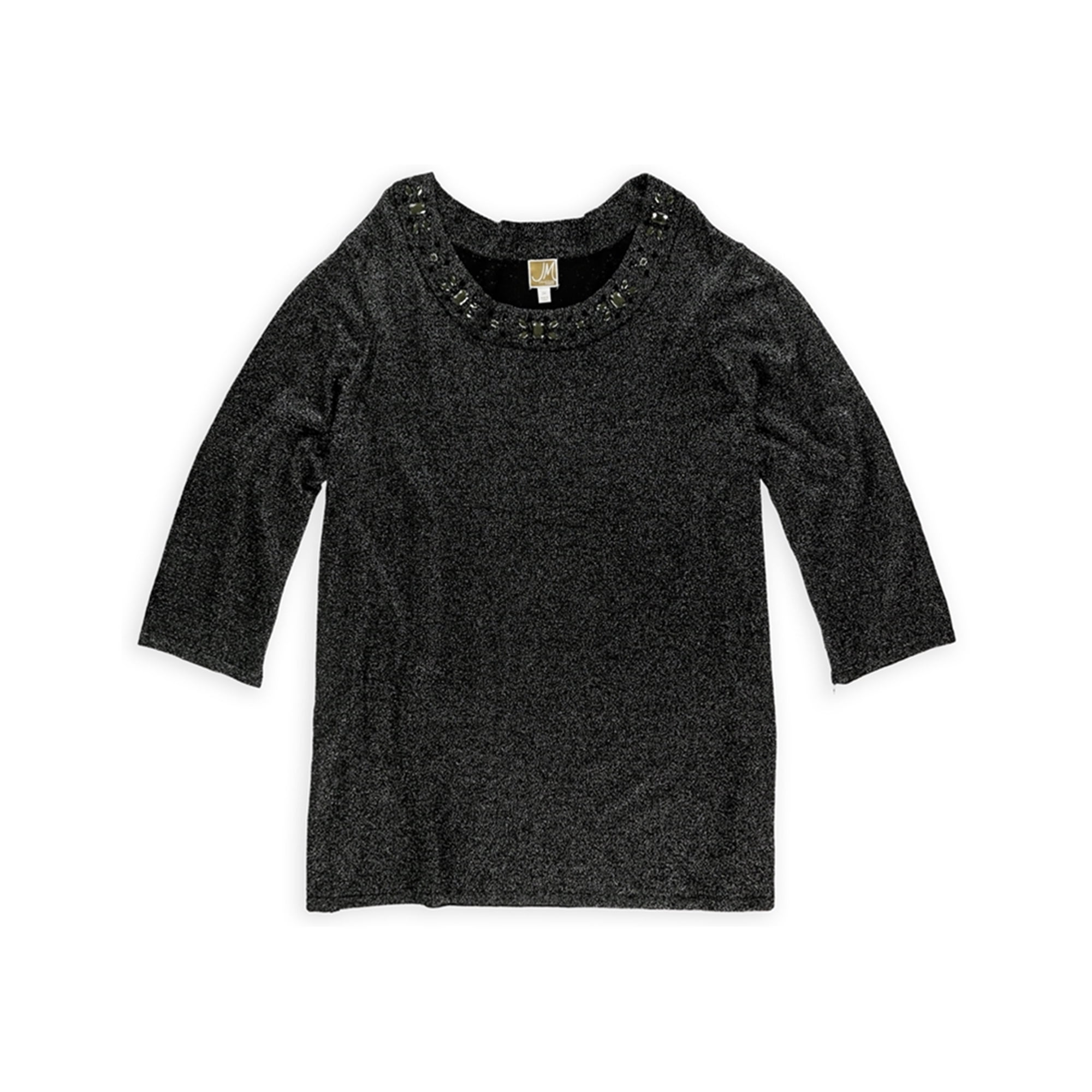 JM Collection Womens Metallic Pullover Sweater, Black, XXX-Large ...