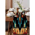 thumbnail image 4 of Colorful Aztec Table Runner-Cotton Linen- 72 Inch Holiday Dresser Scarves, Southwestern Boho Mexican Tribal Ethnic Tablerunner for Kitchen Coffee/Dining Bedroom Living Room Dinner Scarf Décor 13x72, 4 of 9