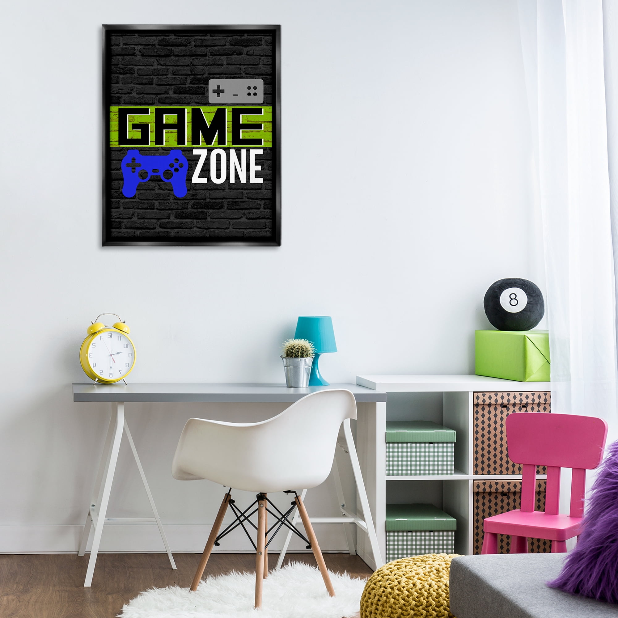 Stupell Industries Vintage Game Zone Typography Painting Black Floater Framed Art Print Wall Art, 25 x 31