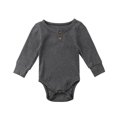 thumbnail image 1 of Gupgi Newborn Baby Long Sleeve Romper Knitted Rib Casual Button Jumpsuit, 1 of 4