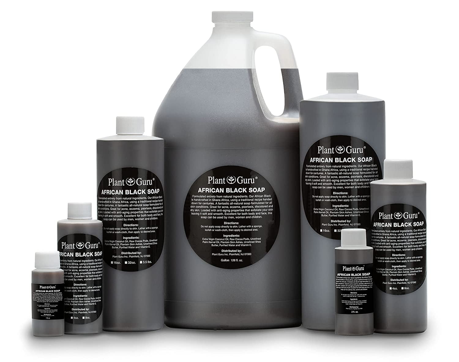 African Black Soap Liquid Half Gallon - 100% Raw Pure Natural From Ghana, Acne Treatment, Aids Against Eczema & Psoriasis, Dry Skin, Scar and Dark Spot Removal, Pimples and Blackhead, Face & Body Wash