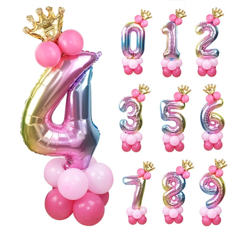 32 Inch Aluminum Foil Number Balloons Happy Birthday Digital Balloon...