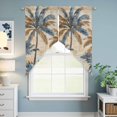 thumbnail image 4 of Navy Blue Brown Kitchen Window Curtains, Swag Curtains Valance for Bedroom Living Room Bathroom, Tropical Botanical Palm Leaves Retro Rod Pocket Window Treatment Curtain Block Drapes 2 Panels 36"x63", 4 of 7