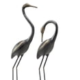 thumbnail image 3 of Crane Pair Antique Bronze Metal Garden Sculpture, 3 of 3