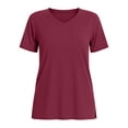 thumbnail image 5 of ClodeEU Women's Solid Color Short Sleeve Crewneck Loose Fit T Shirt,Casual Loose Trendy Blouse Wine,Womens Plus M, 5 of 5