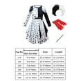 thumbnail image 3 of IDOPIP Cruella Deville Costume for Girls Kids Halloween Fancy Dress up Cosplay Black White Dalmatian Dog Dress with Wigs Gloves Cigarette Holder Outfit 7-8 Years Long Sleeve - Tassel, 3 of 10