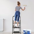 thumbnail image 5 of SZHLUX 3 Step Ladder, Foldable Steel with Wide Anti-Slip Pedals and Convenient Handgrip, Black, 5 of 7