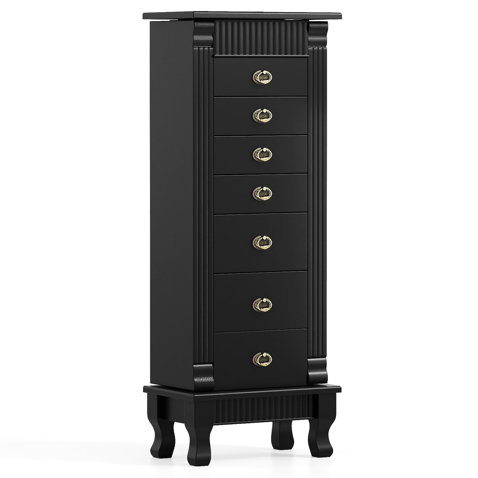 Milan Jewelry Armoire, Mirrored Surfaces and Silver Wood - Walmart.com