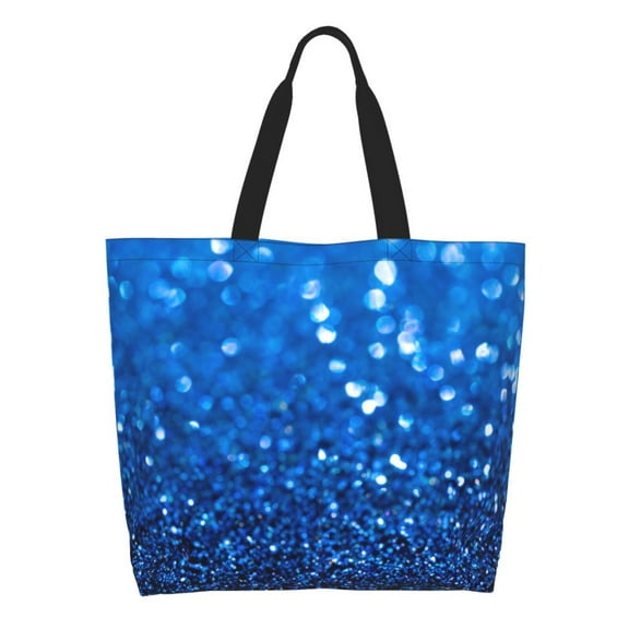 Sigee A Blue Glitter for Large Capacity Shopping Bag with Inner Pocket, Women's Shoulder Bag Handbag