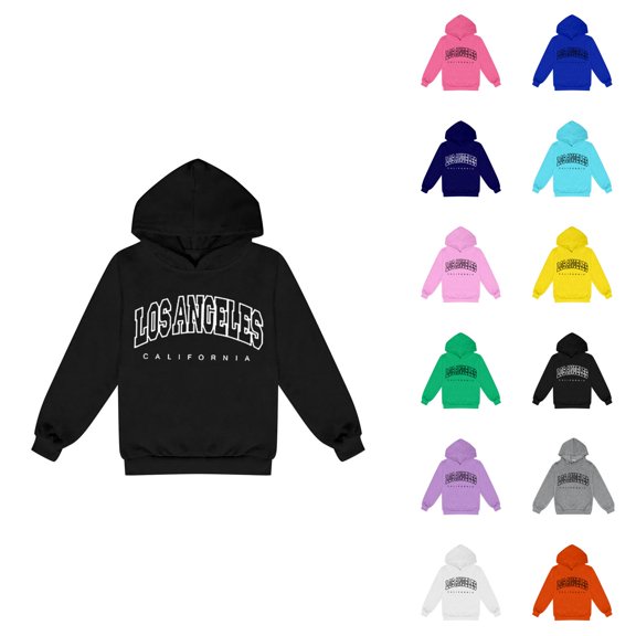 Los Angeles Hoodies for Kids Casual Long Sleeve Graphic Hooded Sweatshirt for Boys Girls Pullover Tops