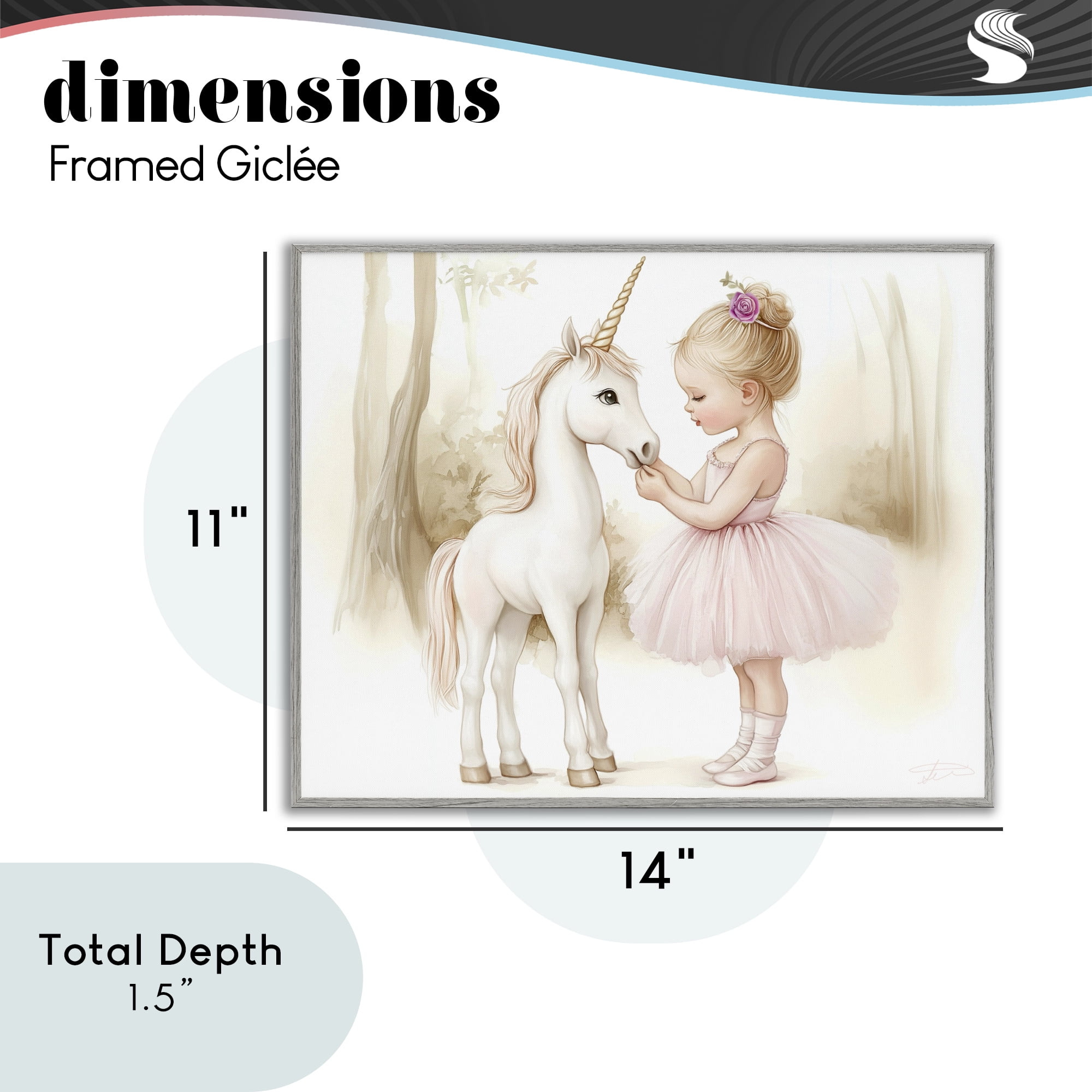Stupell Industries Girl & Unicorn Friendship Gray Framed Giclee Art, design by Whimsical Wonders
