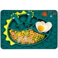 thumbnail image 1 of Juego de manteles individuales para alimentación con diseño de dinosaurio de silicona NICINGU con cuchara y tenedor, 1 of 6