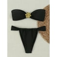 thumbnail image 4 of LYMAYTER Two-Piece Bikini Metal Ring Halter Swimsuit for Womens Beach Swimsuit Set for XS-L, 4 of 9