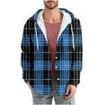 thumbnail image 3 of Gmluru Mens Jacket Plaid 2025 Check Print Pocket Long Sleeved Button Hooded Coat Outwear Plus Size, 3 of 6