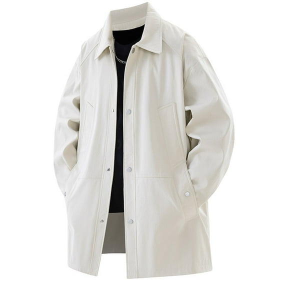 Awdenio Jackets for Men Windbreaker Lapel Trench Coat Spring Fall Windproof Overcoat Casual Slim fit Single Breasted Long Jacket