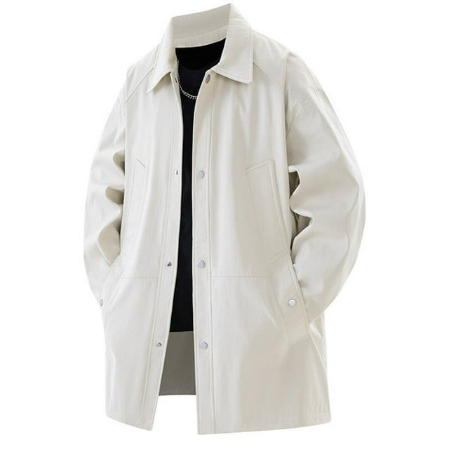 Lovzfmll Trench Manteau pour Homme Mi-Long à Boutons devant, Revers Cranté, Kaki, TG