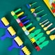 thumbnail image 5 of Juego de pinceles de espuma, pinceles de esponja para pintura acrílica, tinción, manualidades de bricolaje, pez pequeño verde EVA, 5 of 5