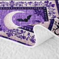 thumbnail image 5 of Feelyou Boho Ghost Raven Quilt Full, Spooky Pumpkin Black Cat Full Bedspread Sets, Purple White, 3 Pieces, 1 Comforter and 2 Pillowcases, 5 of 7