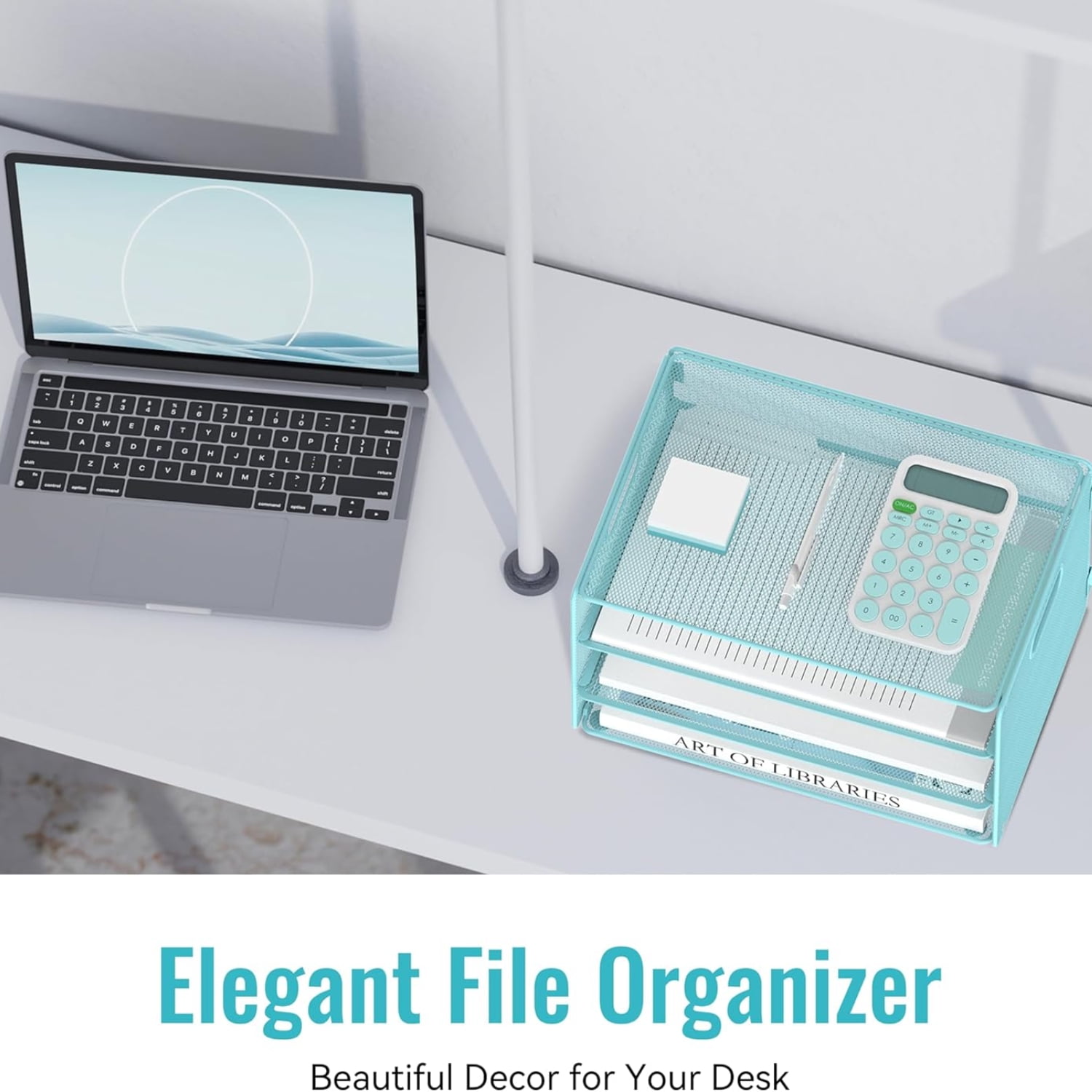 INTIGE 3-Tier File Organizer with Handles, Mesh Desktop Storage Cabinet, Suitable for Home and Office