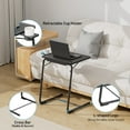 thumbnail image 5 of CHITOOMA 4 Pcs TV Tray Table with Cup Holders, Portable C-Shaped Side Dinner Tray Table, Adjustable 6 Heights & 3 Tilt Angle for Living Room, Bedroom, Black, 5 of 8