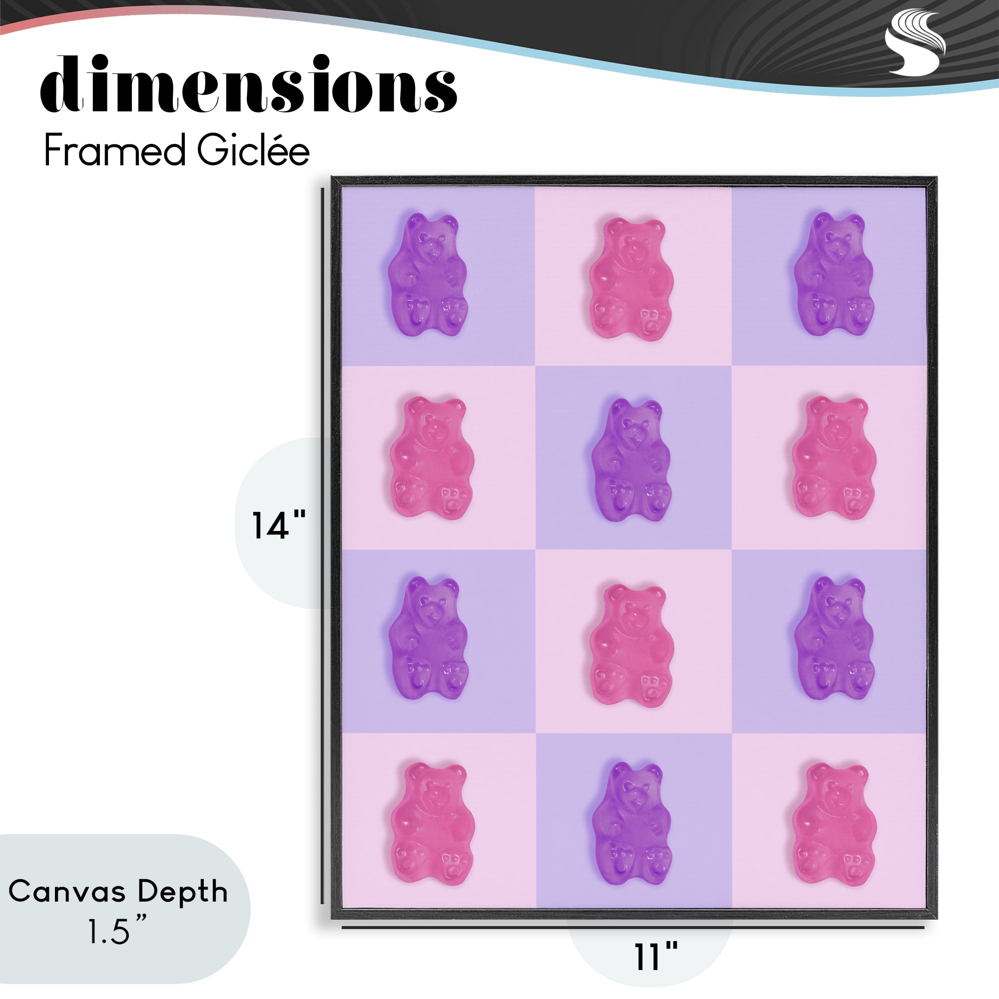 Stupell Industries Pink & Lilac Candy Bears Black Framed Giclee Art, design by LISH Creative