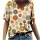 thumbnail image 2 of Fiudx Ofertas Flash Del Día Solo En Línea Camisetas Holgadas de Manga Corta con Cuello En V Informales con Estampado de Moda para Mujer, 2 of 4