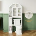 thumbnail image 2 of Pusnapku 67" over the Toilet Storage Cabinet, Arched Storage Cabinet with Door and Toilet Paper Holder, Bathroom Shelf Organizer with Adjustable Shelf, 2 of 8