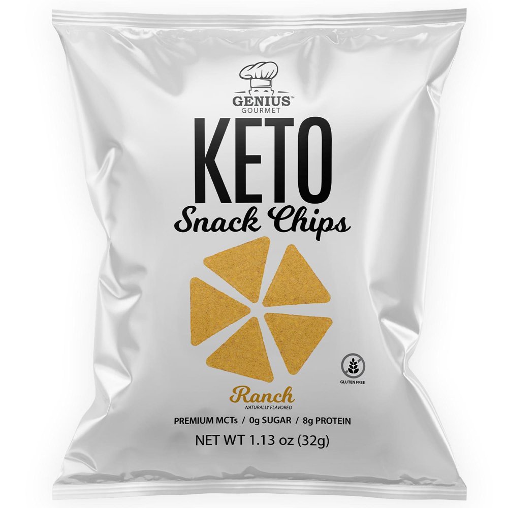 Genius Gourmet Protein Keto Chips, Low Carb, Gluten Free, Ranch, 8pack